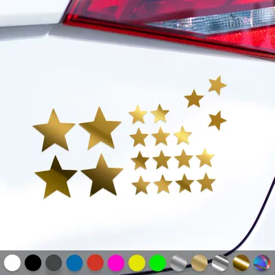 Produktbild von PantherPixel Sternchen Set Aufkleber Mehrteilige Sterne Sticker Auto Geschenkidee Farbe Chrom-Gold