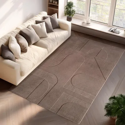 Productafbeelding van Ayyildiz Moderne en design vloerkleden Beige 160x230 cm Boho Scandinavisch vloerkleed, effen, zacht, onderhoudsvriendelijk, wasbaar, 3D-effect, vloerkleed voor woonkamer