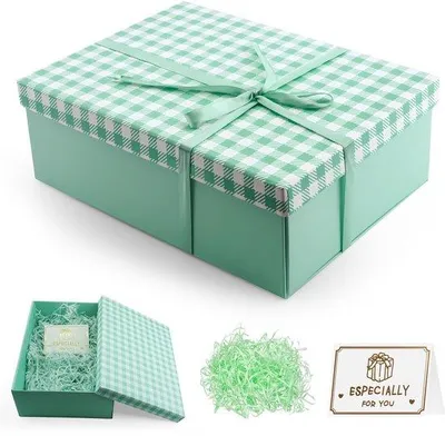 Zdjęcie produktu dla Pudełko na prezenty z pokrywką – składana konstrukcja – 25 x 18 x 8,5 cm – zielone