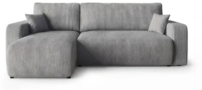 Produktbild von CORNERO Ecksofa mit schlaffunktion PARIS links grau Cord Poso 55 - Schlaffunktion, Bettkasten
