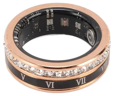 Immagine prodotto di Anello Smart con strass, IP68, impermeabile, monitoraggio sportivo, conteggio dei passi, BT, con custodia di ricarica per donna e uomo, oro, misura 8