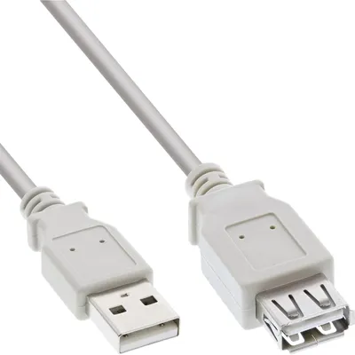 Produktbild von InLine USB 2.0 Verlängerung, Stecker / Buchse, Typ A, beige/grau, 1,8m, 1,8 m, Stecker/Buchse, 0,48 Gbit/s, Beige
