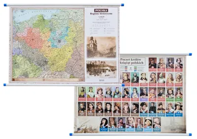 Zdjęcie produktu dla Mapa Polski A2 regiony historyczne/poczet krolow i ksiazat dwustronna scienna
