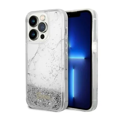 Produktbild von Guess Guhcp14Llcsgsgh Hülle Für Iphone 14 Pro - Weißer Liquid Glitter Marble
