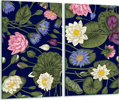 Image de Plaques de recouvrement pour cuisinière 2 pièces 30x52 Couverture de plaque vitrocéramique verre fleurs