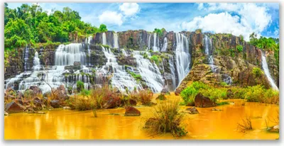 Produktbild von Tulup Leinwand-Bilder 120x60 Wandbild Canvas Kunstdruck Wasserfall Natur