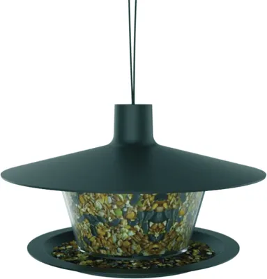 Image de plastia 160-6970115 Mangeoire pour oiseaux Finch ant plastique Silo Ø 28cm, noir