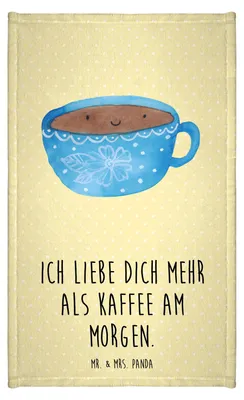 Produktbild von Mr. & Mrs. Panda Handtuch Kaffee Tasse - Gelb Pastell - Geschenk, Gästehandtuch Bunt, gäste wc, Lustige Sprüche, Gäste-WC, Genuss, Glücklich, Geschmack, Frotteehandtuch