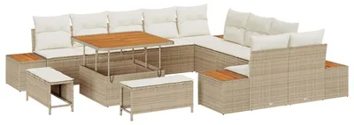 Immagine prodotto di vidaXL Set divano da giardino con cuscini 13 pezzi Beige e crema