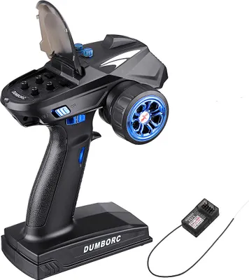 Produktbild von DumboRC X6 2,4GHz 6CH FHSS Fernsteuerung mit Gyro Empfindlichkeitsanpassung + X6FG Empfänger für RC Auto Boot Panzer Modellteile, Blau