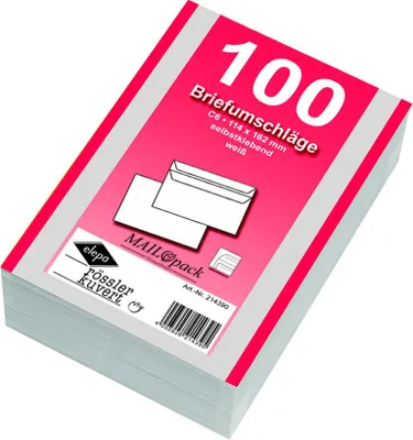 Produktbild von 100 Mailpack Briefumschläge Din C6 weiß selbstklebend