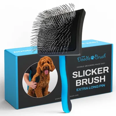 Productafbeelding van Ontharingsborstel voor langharige honden - slicker met extra lange pinnen - voor krullende vacht
