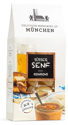 Image de Bonbons nobles au goût de moutarde douce dans une boîte à pignons de 80g