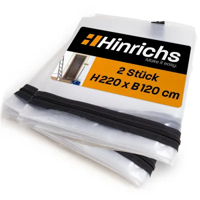 Zdjęcie produktu dla Hinrichs – 2 sztuki drzwi przeciwpyłowych z zamkiem błyskawicznym, 220 x 120 cm – przezroczyste