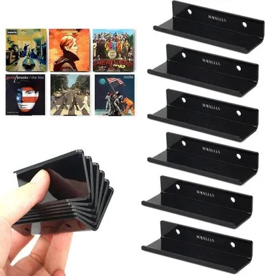 Produktbild von Famanu Plattenhalter 6 Stück Vinyl Regal - Schwarz