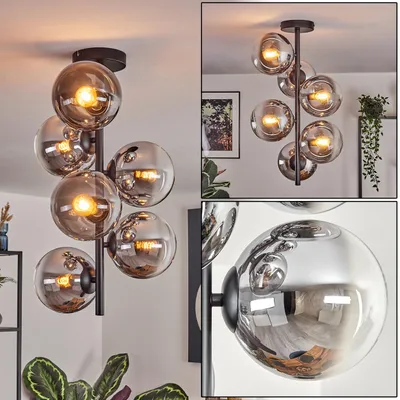 Produktbild von Fossobiubo Deckenlampe aus Metall/Glas in Schwarz/Chromfarben