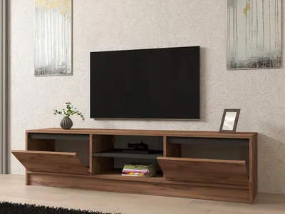 Produktbild von Skye Decor, Isýl - Atlantic Pine, Anthracite, TV-Ständer, Atlantische Kiefer, 100 % MELAMINBESCHICHTETE SPANPLATTEN, 180 x 45 x 40 cm