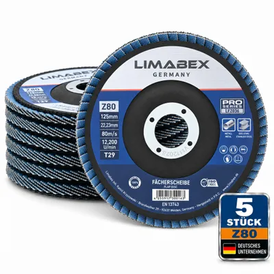Produktbild von Fächerscheiben 125 mm Metall Stahl Edelstahl Z80 Lamellenscheiben INOX 5 Stück PRO Series