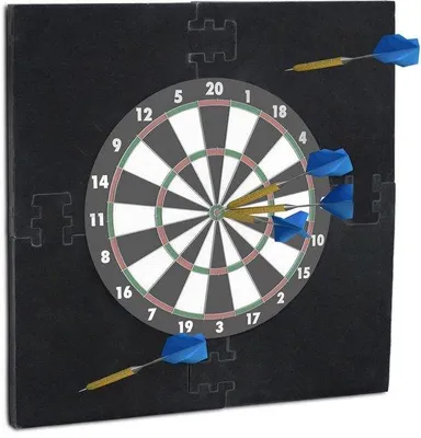 Produktbild von Famanu Dartboard Schutzring R6 - 4-teilig - 45 cm - Wand- und Bodenschutz - Ø 71x71x3 cm - Schwarz