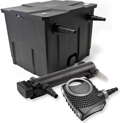 Produktbild von SunSun Komplettset: CBF-350 Teichfilter bis 12000 L Teichfilteranlage als Durchlauffilter, CTF-8000 SuperECO Teichpumpe 8000l/h 70W, CUV-324 Teichklärer UVC Klärer mit 24W