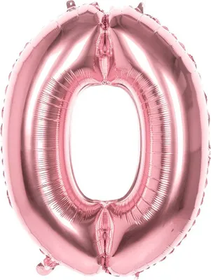 Produktbild von XL Folienballons Zahl 86 cm groß - Rose Gold - Luft oder Helium Luftballons Zahl 0 - Folienballon 86 cm