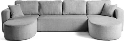 Image de Best Mobilier Miro - canapé panoramique en U 7 places - convertible avec coffre - en velours texturé , Gris