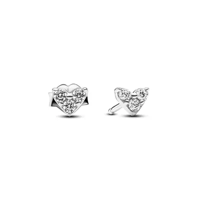 Produktbild von Pandora 293003C01 - Dreifach Stein Herz - Silber - Ohrstecker