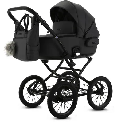 Produktbild von Knirpsenland Retro Style 2.0 Kombi Kinderwagen mit Babywanne und Sportwagenaufsatz 2in1 Anthrazit