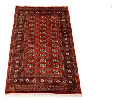 Produktbild von Handgeknüpfter Buchara Teppich aus Pakistan 120x190 Orange Geometrisch