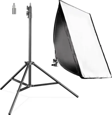 Produktbild von Walimex Pro Softbox 40 x 60 cm mit 35 W LED Set inkl. FT-8051 Lampenstativ bis 260 cm Höhe, Studioleuchte 5000 K Tageslicht plus Lichtstativ mit Federdämpfung