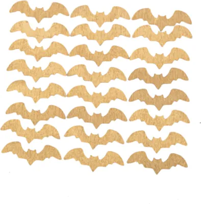 Produktbild von Fledermaus Tischkonfetti aus Holz 24 Stück gold 4 cm -