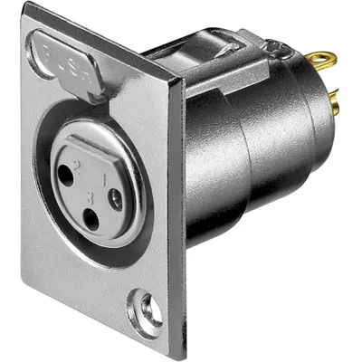 Image de Goobay 11973 Prise microphone encastrée, XLR femelle (3 broches), 3 broches - avec verrouillage et contacts plaqués or
