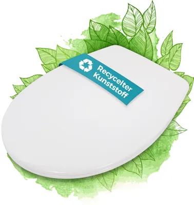 Produktbild von Calmwaters® Nachhaltiger Toilettendeckel,  EU, WC-Sitz mit Absenkautomatik, 100% recycelter Kunststoff, abnehmbar, Top-Fix, Rezyklat in Weiß