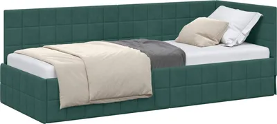 Obrázek produktu pro vidaXL Rohový rám postele s čelem tmavě zelený 80 cm x 200 cm sametový