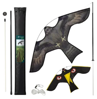 Produktbild von VOUNOT® 2er Set Vogelschreck Falke Drachen mit 4m Teleskopstange, Stil F&G