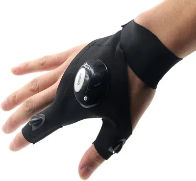 Produktbild von 1 Paar von LED Taschenlampe Handschuhe Außenhandschuhe für Reparieren und Arbeiten an dunklen Orten, Angeln, Camping und Wandern