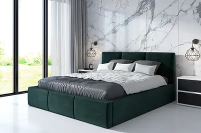 Produktbild von Polsterbett VEROM 120 x 200 plus Matratze und Bettkasten. Möbel vom Hersteller- Handarbeit! Bett Komplett-Set mit Matratze,Bettkasten, Lattenrost & Kopfteil. Modern und robust. Elegantes Bett mit massives Kopfteil und kristallähnlichen Knöpfen.