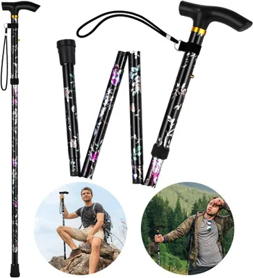 Produktbild von Wandelstock – Klappbarer Stock – Für sichere Mobilität – Höhenverstellbar – 85-95 cm – Schwarz