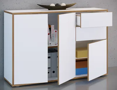 Produktbild von VCM Holz Kommode | Sideboard mit Drehtüren und Schubladen | Büromöbel | Maße ca H. 74 x B. 110 x T. 32cm - Salia