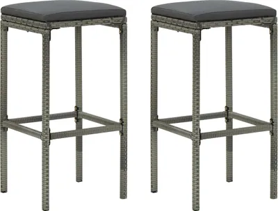 Produktbild von "2026 Promotion" Barhocker mit Kissen 2 Stk. - Hohe Qualität - Grau Poly Rattan - Barhocker CC7441