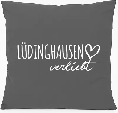 Produktbild von Huuraa Kissen Lüdinghausen verliebt 40x40cm mit Füllung Steel Grey Baumwolle Dekokissen Geschenkidee
