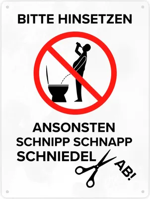 Produktbild von Bitte hinsetzen, ansonsten… Toilette Metallschild XXL in 28x38 cm mit