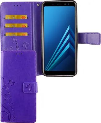 Produktbild von Samsung Galaxy A6+ Plus 2018 Handy Hülle Schutz-Tasche Cover Flip-Case Kartenfach Violett