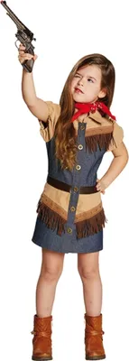Cowgirl Kostüm für Kinder Gr. 116-164 Jeanskleid Wilder Westen Fasching Karneval Kinderfasching Kindergeburtstag Mottoparty