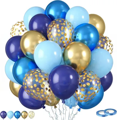 Produktbild von Ballons Set 100 Stück, 12 Zoll, blau und gold, für Partydekoration