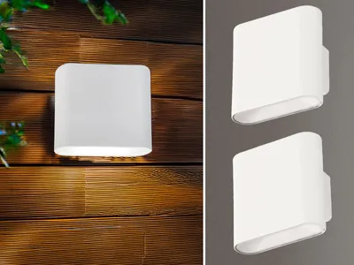 Produktbild von 2er SET Akku Außenleuchten Weiß mit Bewegungsmelder & Dauerlicht, Breite 10cm