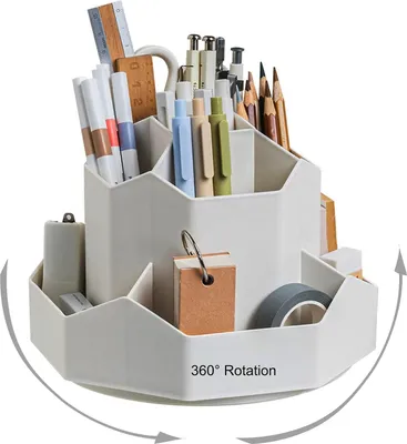 Produktbild von 360° drehbarer Stifthalter - Schreibtisch-Organizer mit 9 Fächern - Stiftbox Aufbewahrungsbox - Stifthalter für Büromaterialien - Schulmaterialien - Make-up-Pinsel