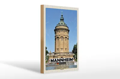 Produktbild von Holzschild Städte Mannheim Wasserturm Altstadt 20x30cm