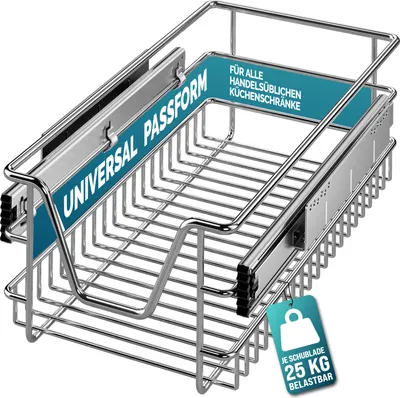 Produktbild von CASARIA® Teleskopschublade Ausziehbare Schublade Küche 30cm 25kg Belastbar Verchromt Korbauszug mit Zubehör Haushalt Küchenschrank Kleiderschrank