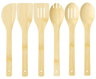Produktbild von 6-teiliges Küchenutensilien-Set, Bambus-Kochlöffel, Pfannenwender-Set, Schaumlöffel, Pastalöffel